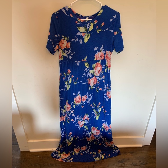 Pink Blush blue floral maternity maxi dress - Picture 2 of 3